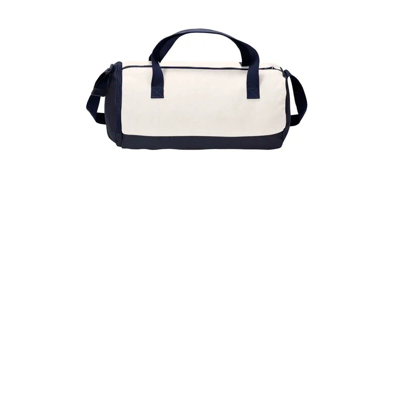 Port Authority BG814 Cotton Barrel Duffel – True Navy Soft White