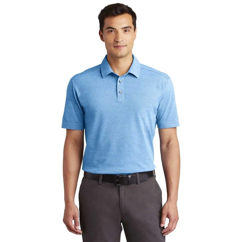 Port Authority K581 Coastal Cotton Blend Polo – Moon Light Blue White