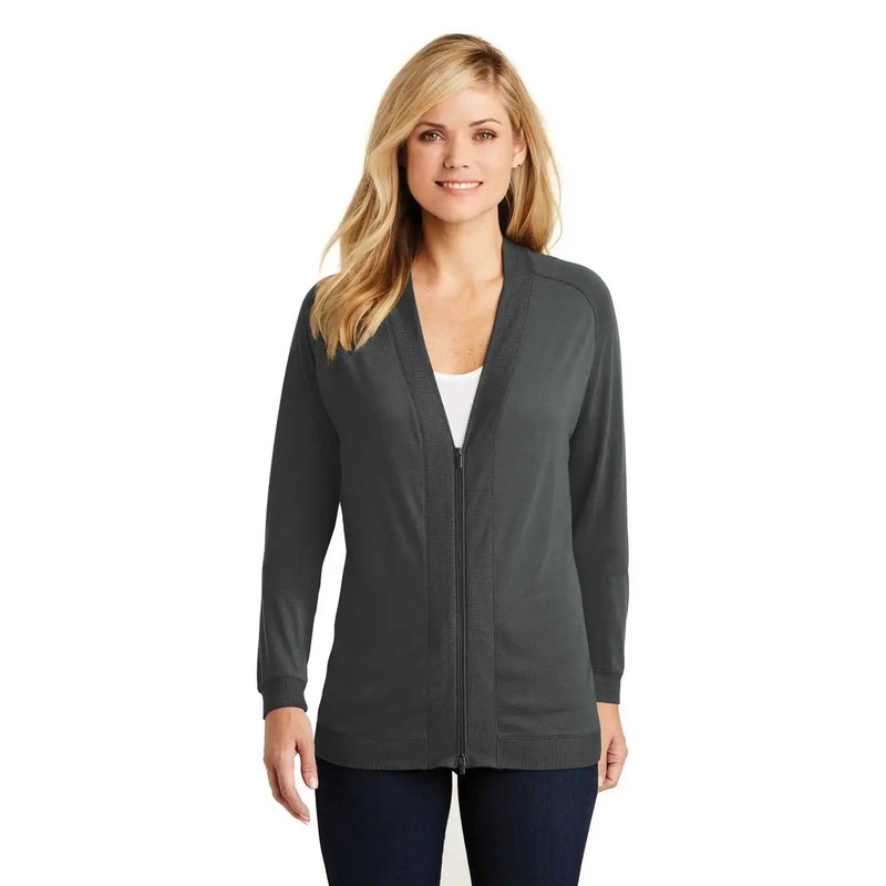Port Authority LK5431 Ladies Concept Bomber Cardigan – Gray Smoke