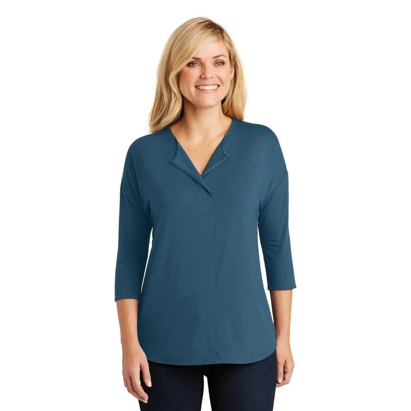 Port Authority LK5433 Ladies Concept 3/4-Sleeve Soft Split Neck Top – Dusty Blue