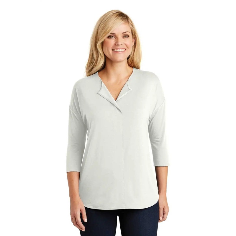 Port Authority LK5433 Ladies Concept 3/4-Sleeve Soft Split Neck Top – Ivory Chiffon
