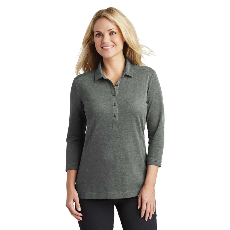 Port Authority LK581 Ladies Coastal Cotton Blend Polo – Deep Black White
