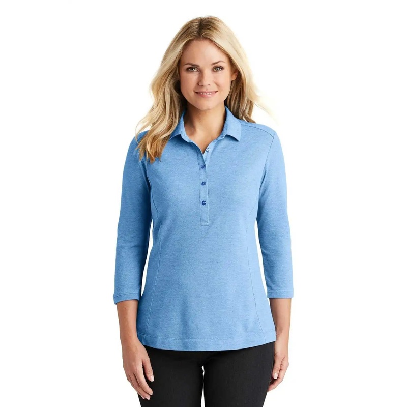 Port Authority LK581 Ladies Coastal Cotton Blend Polo – Moon Light Blue White