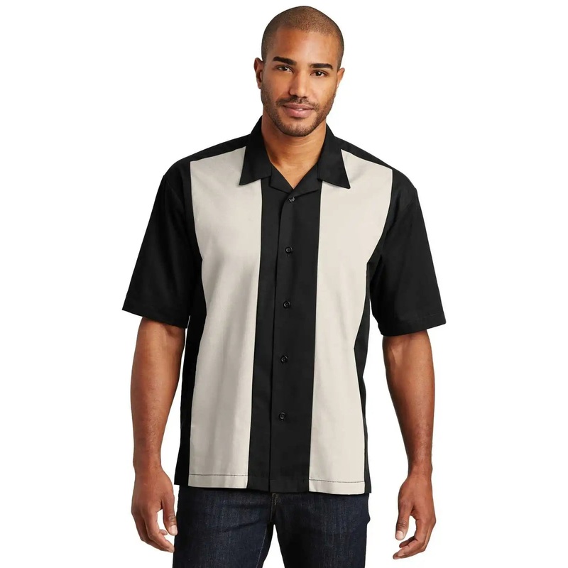 Port Authority S300 Retro Camp Shirt – Black Light Stone
