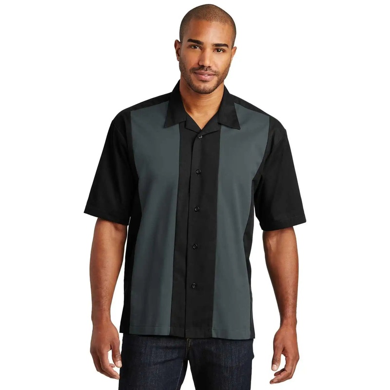 Port Authority S300 Retro Camp Shirt – Black Steel Gray