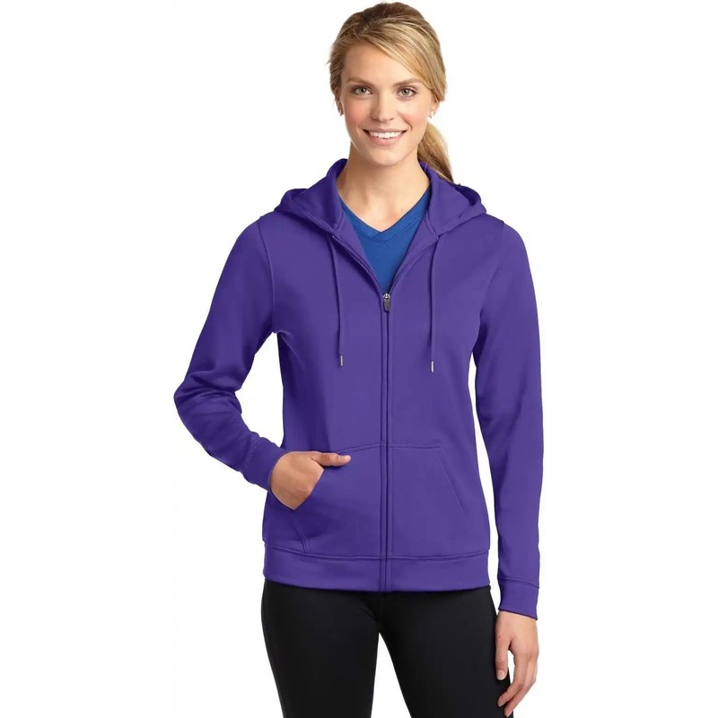 Sport-Tek LST238 Ladies Sport-Wick Fleece Full-Zip Hooded Jacket – Purple