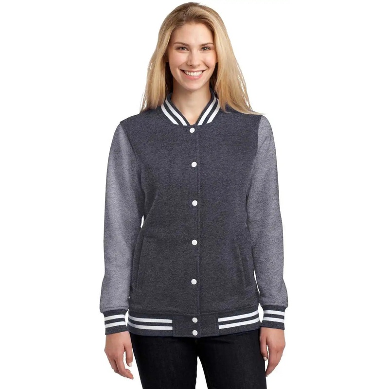 Sport-Tek LST270 Ladies Fleece Letterman Jacket – Graphite Heather Vintage Heather