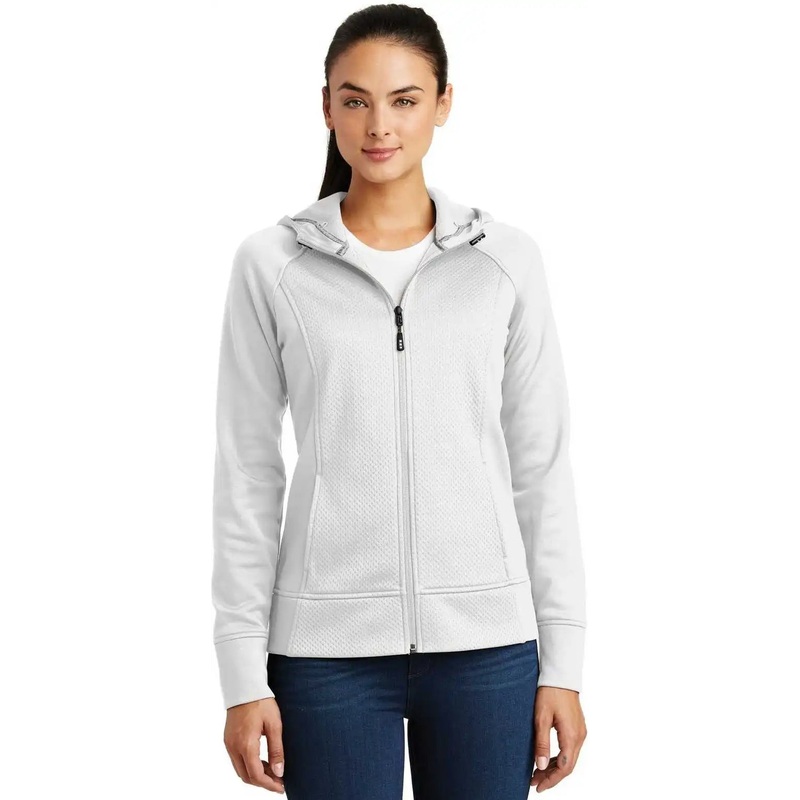 Sport-Tek LST295 Ladies Rival Tech Fleece Full-Zip Hooded Jacket – White