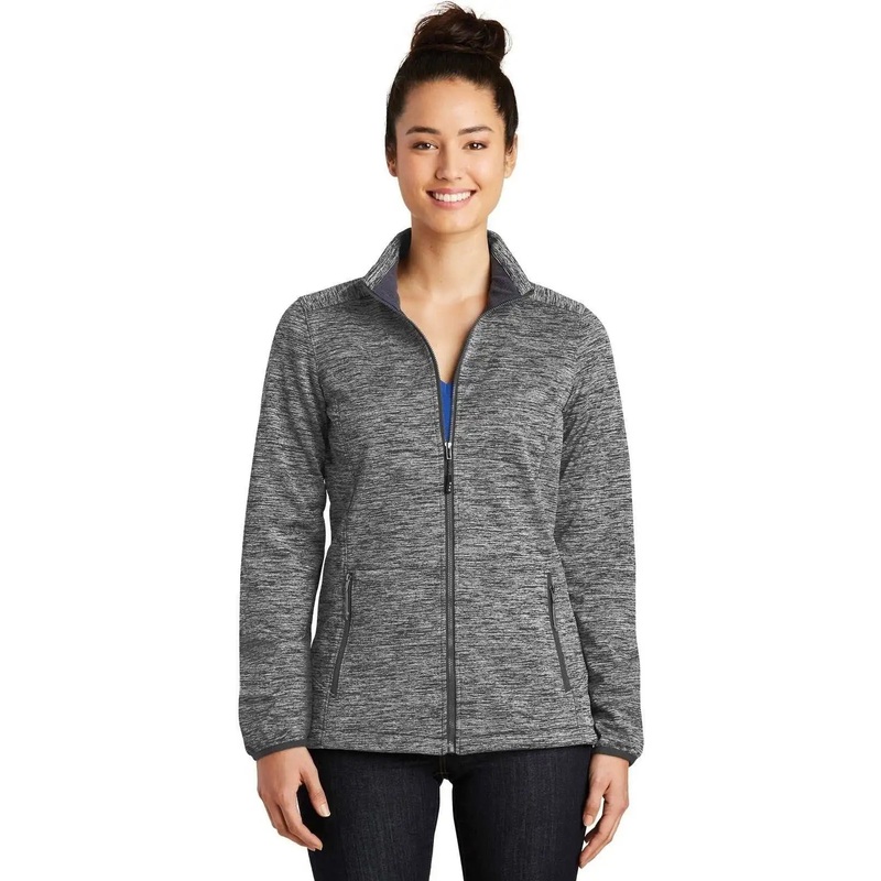 Sport-Tek LST30 Ladies PosiCharge Electric Heather Soft Shell Jacket – Black Electric