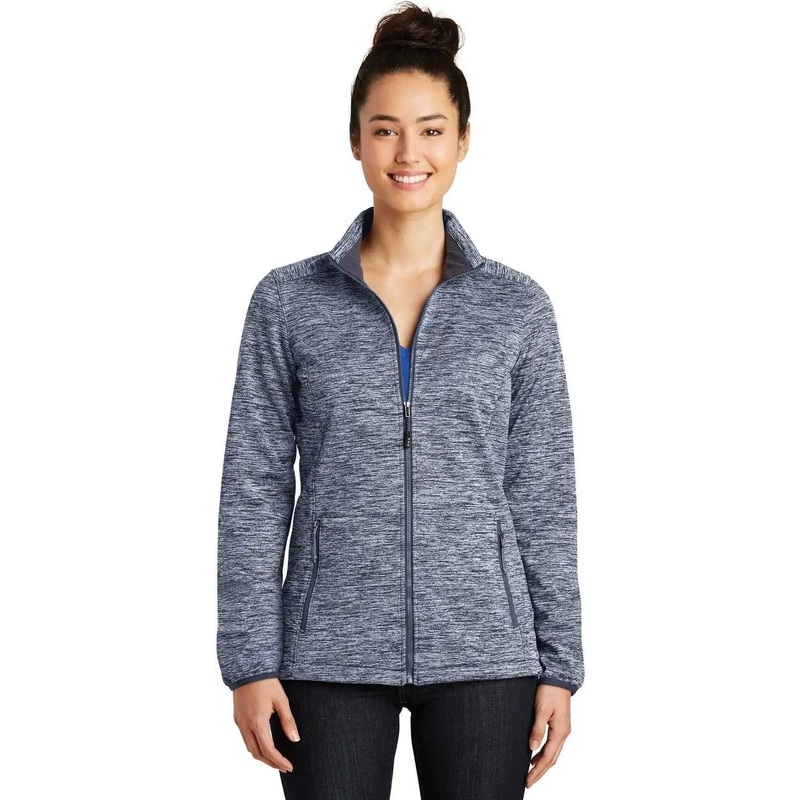 Sport-Tek LST30 Ladies PosiCharge Electric Heather Soft Shell Jacket – True Navy Electric