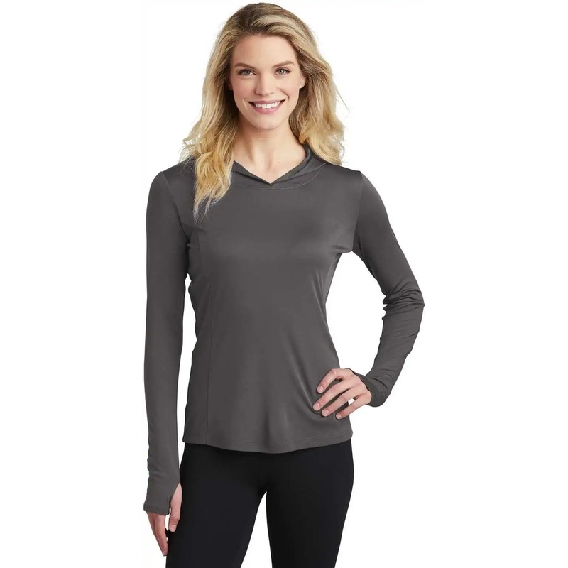 Sport-Tek LST358 Ladies PosiCharge Competitor Hooded Pullover – Iron Gray