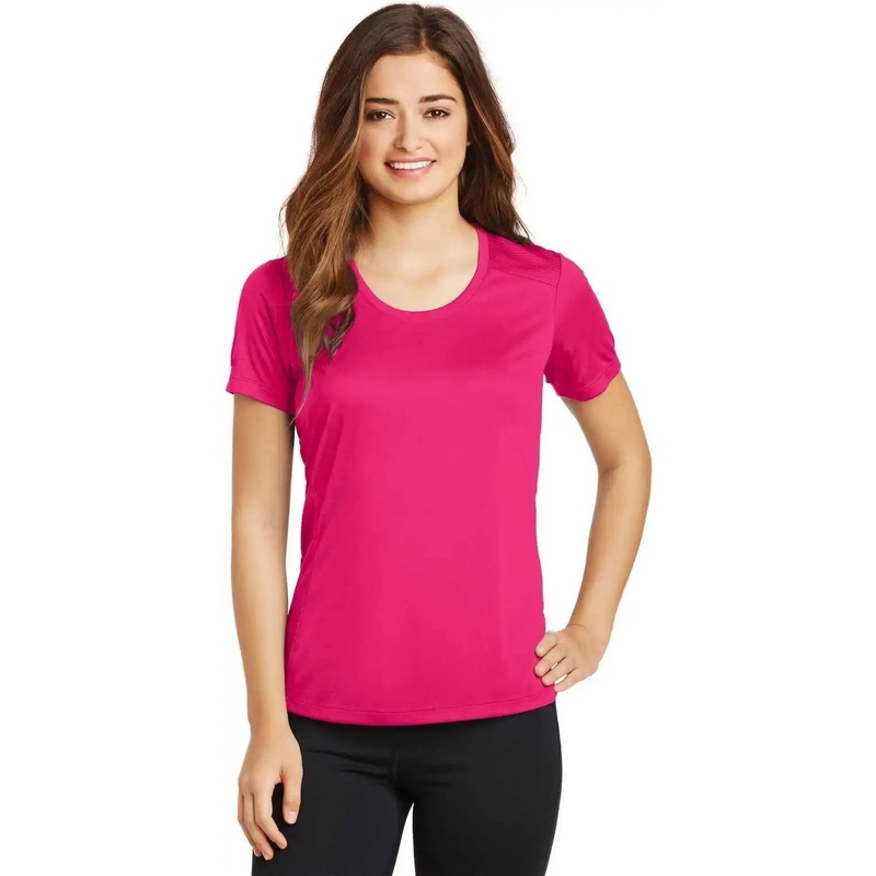 Sport-Tek LST380 Ladies PosiCharge Elevate Scoop Neck Tee – Pink Raspberry