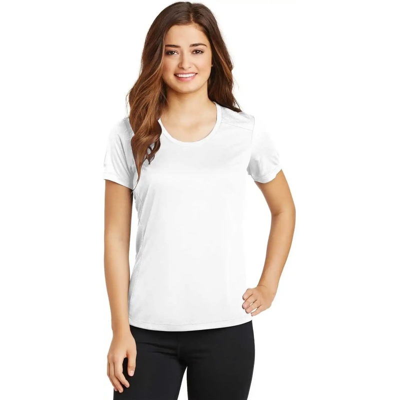 Sport-Tek LST380 Ladies PosiCharge Elevate Scoop Neck Tee – White