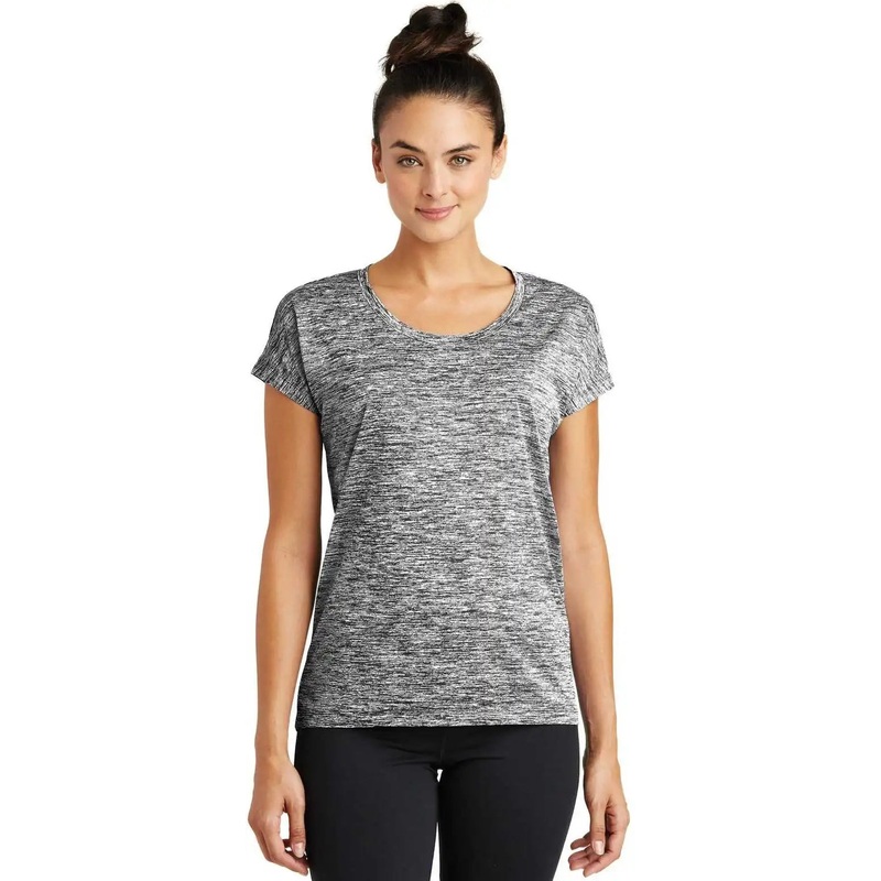 Sport-Tek LST390 Ladies PosiCharge Electric Heather Sporty Tee – Black Electric