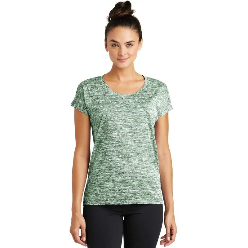 Sport-Tek LST390 Ladies PosiCharge Electric Heather Sporty Tee – Forest Green Electric