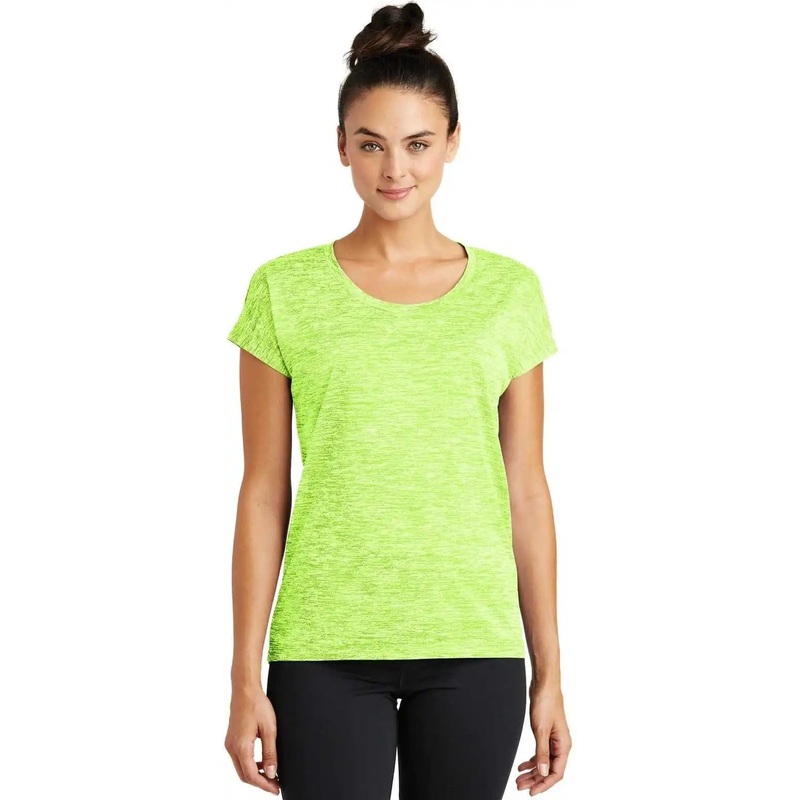 Sport-Tek LST390 Ladies PosiCharge Electric Heather Sporty Tee – Lime Shock Electric