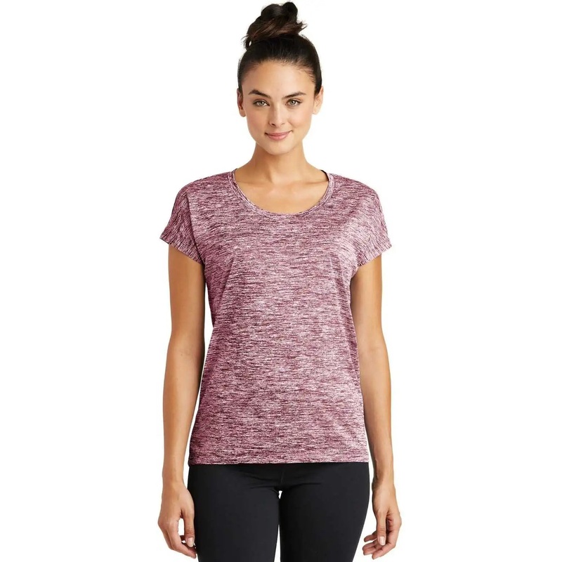 Sport-Tek LST390 Ladies PosiCharge Electric Heather Sporty Tee – Maroon Electric