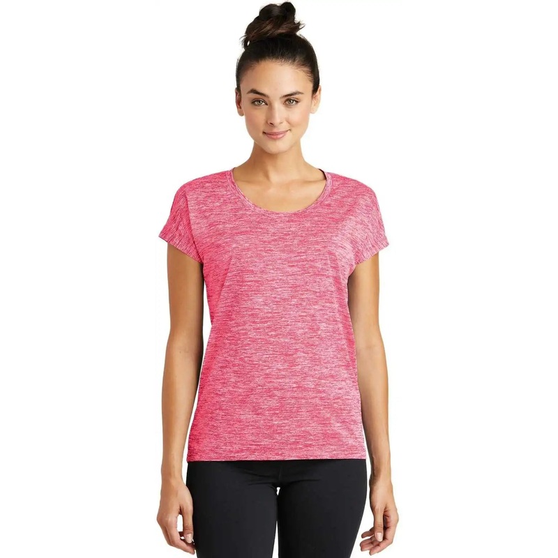 Sport-Tek LST390 Ladies PosiCharge Electric Heather Sporty Tee – Power Pink Electric