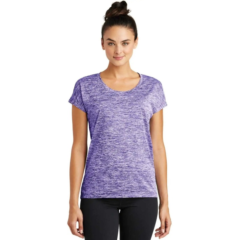 Sport-Tek LST390 Ladies PosiCharge Electric Heather Sporty Tee – Purple Electric