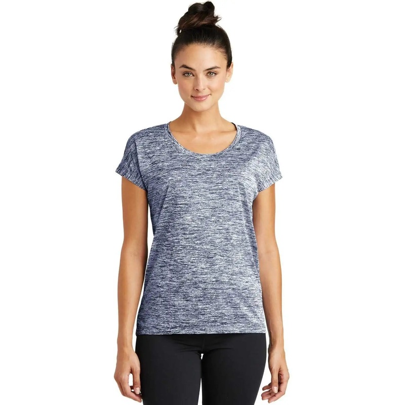 Sport-Tek LST390 Ladies PosiCharge Electric Heather Sporty Tee – True Navy Electric