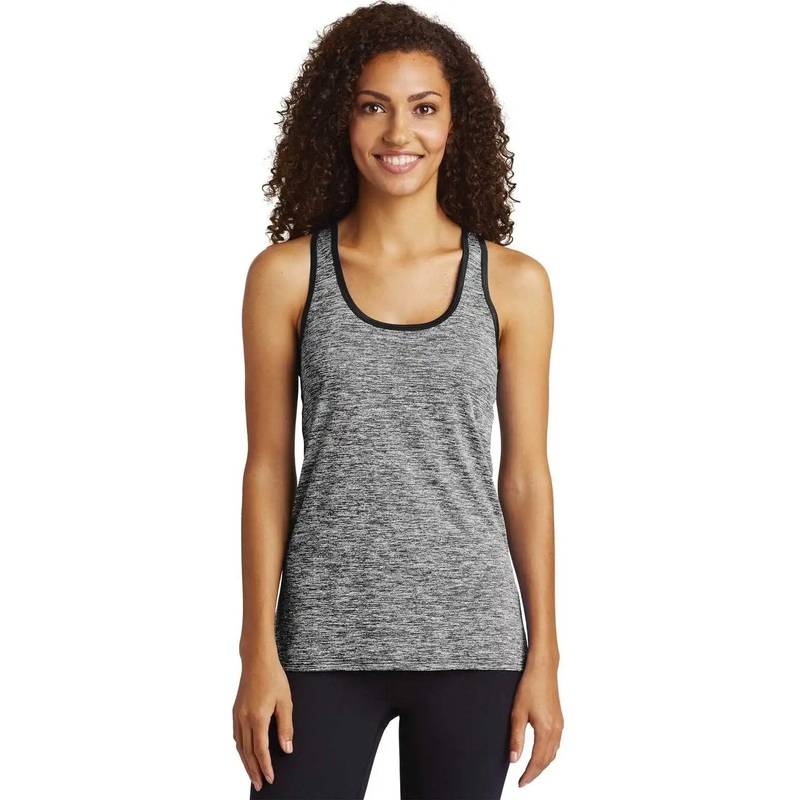 Sport-Tek LST396 Ladies PosiCharge Electric Heather Racerback Tank – Black Electric Black