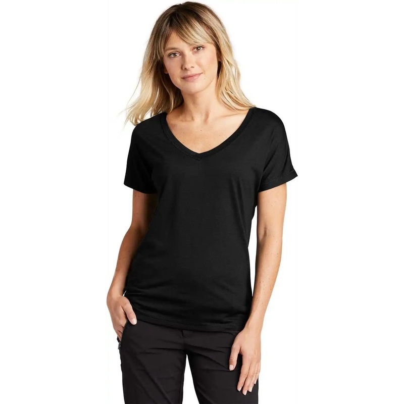 Sport-Tek LST401 Ladies PosiCharge Tri-Blend Wicking Dolman Tee – Black Triad Solid
