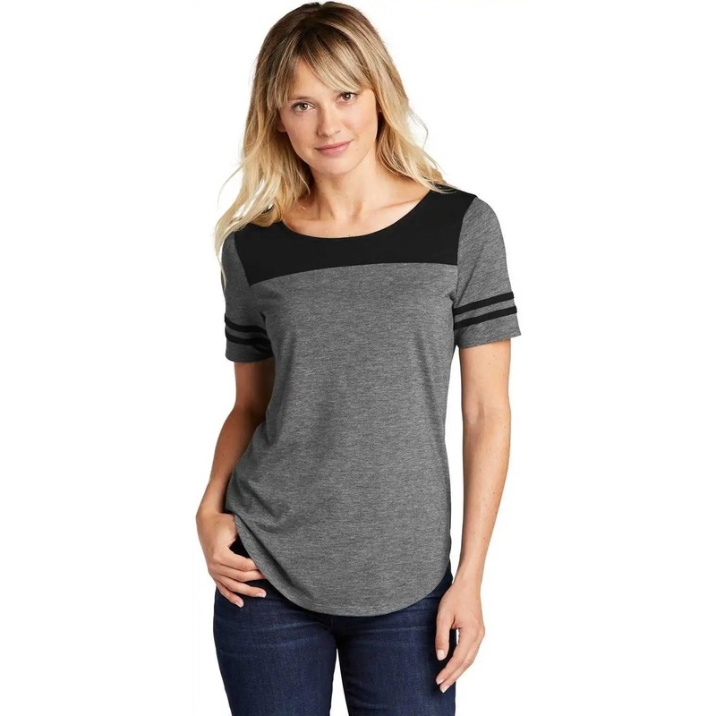 Sport-Tek LST403 Ladies PosiCharge Tri-Blend Wicking Fan Tee – Black Triad Solid Dark Gray Heather