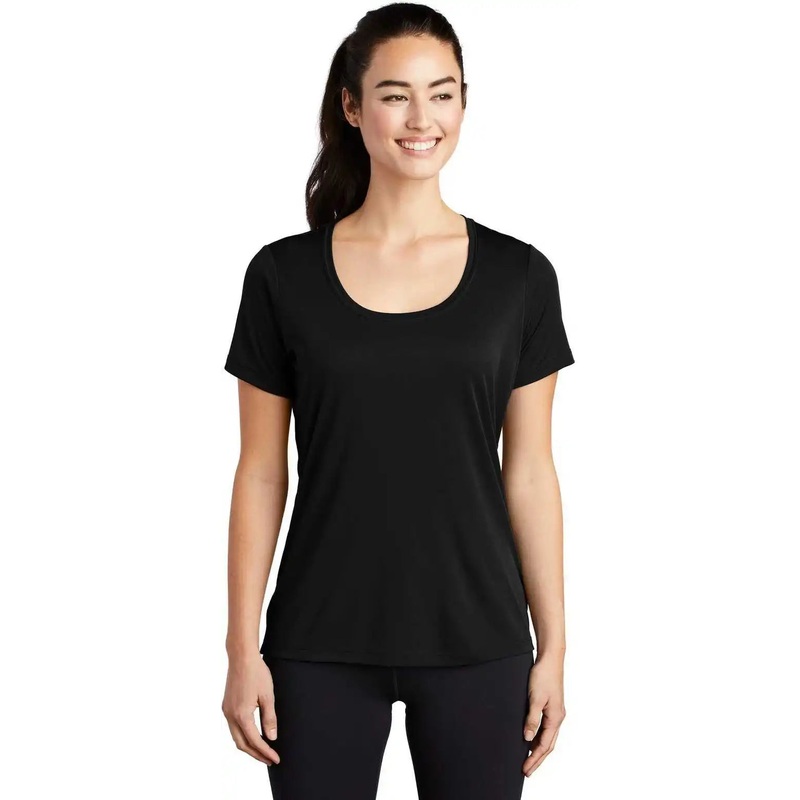 Sport-Tek LST420 Ladies Posi-UV Pro Scoop Neck Tee – Black