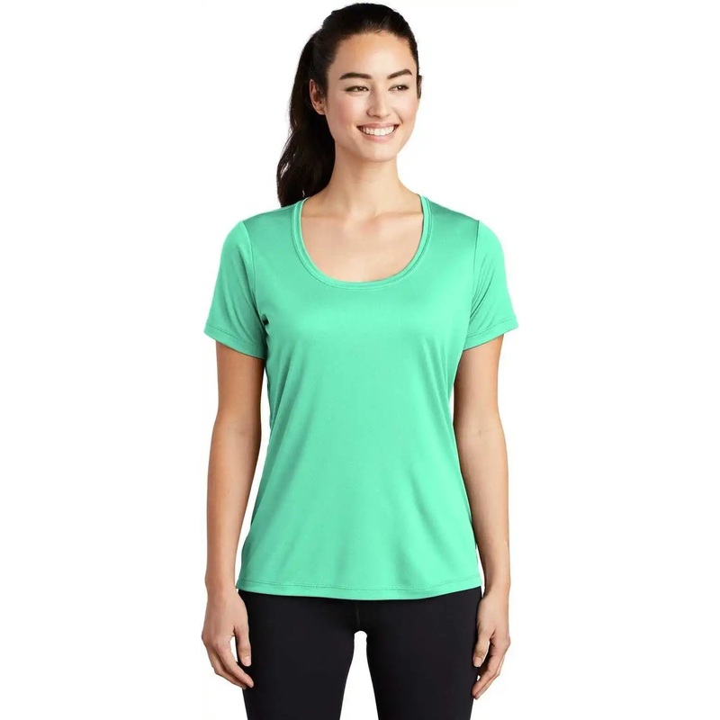 Sport-Tek LST420 Ladies Posi-UV Pro Scoop Neck Tee – Bright Seafoam