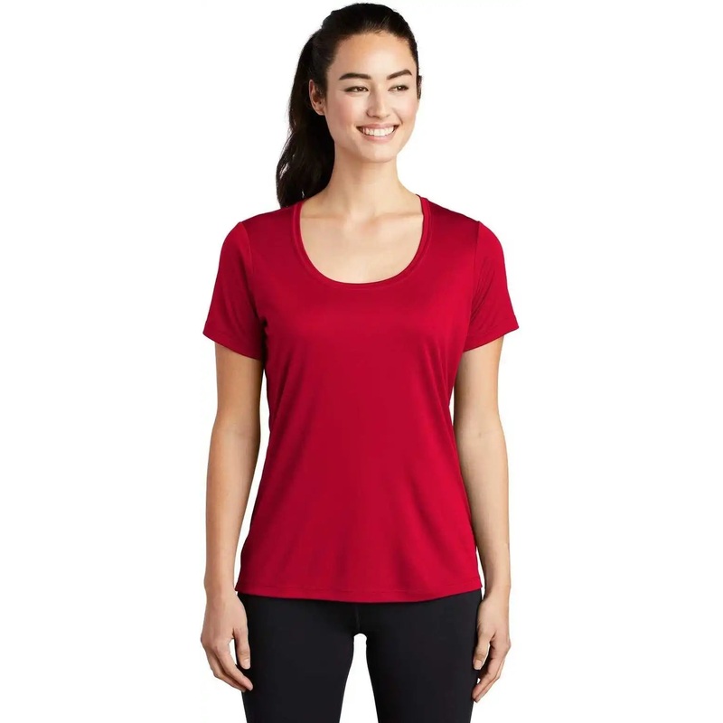 Sport-Tek LST420 Ladies Posi-UV Pro Scoop Neck Tee – True Red