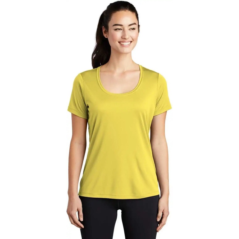 Sport-Tek LST420 Ladies Posi-UV Pro Scoop Neck Tee – Yellow