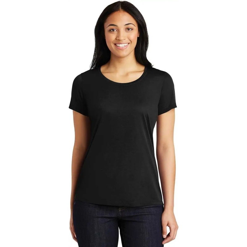 Sport-Tek LST450 Ladies PosiCharge Competitor Cotton Touch Scoop Neck Tee – Black