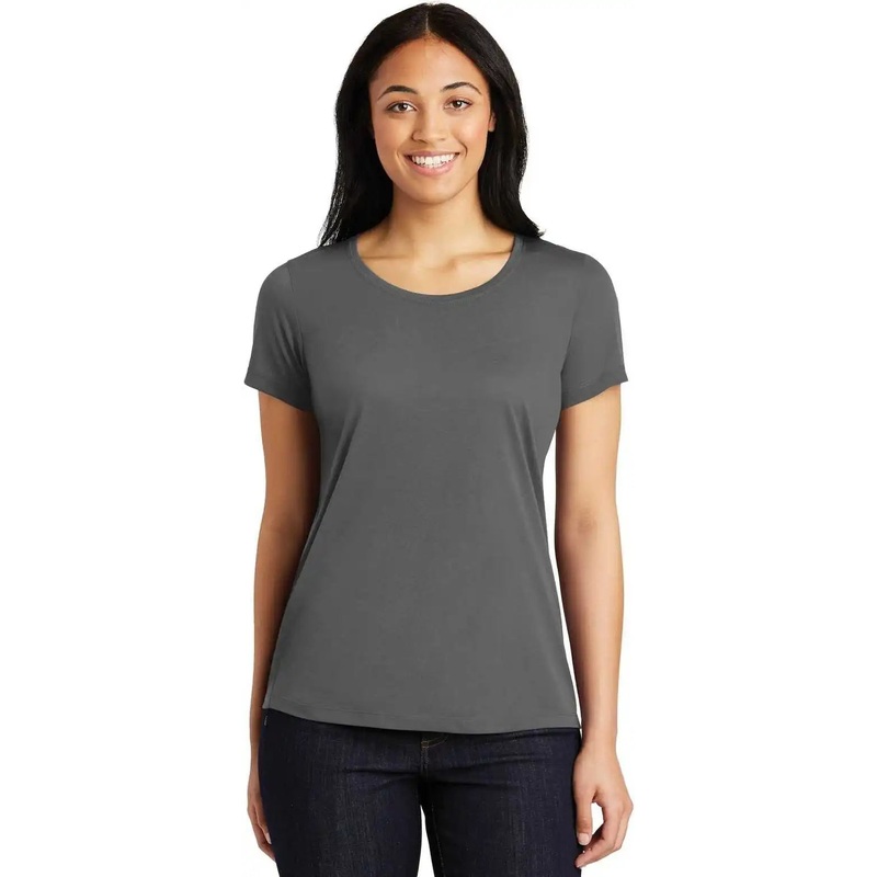 Sport-Tek LST450 Ladies PosiCharge Competitor Cotton Touch Scoop Neck Tee – Dark Smoke Gray