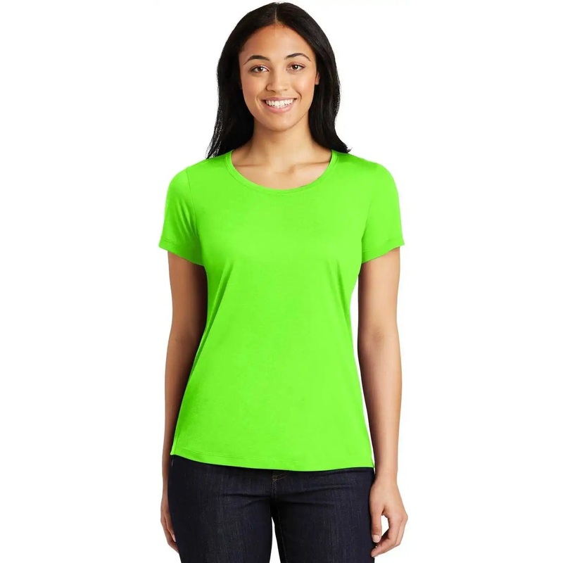 Sport-Tek LST450 Ladies PosiCharge Competitor Cotton Touch Scoop Neck Tee – Neon Green