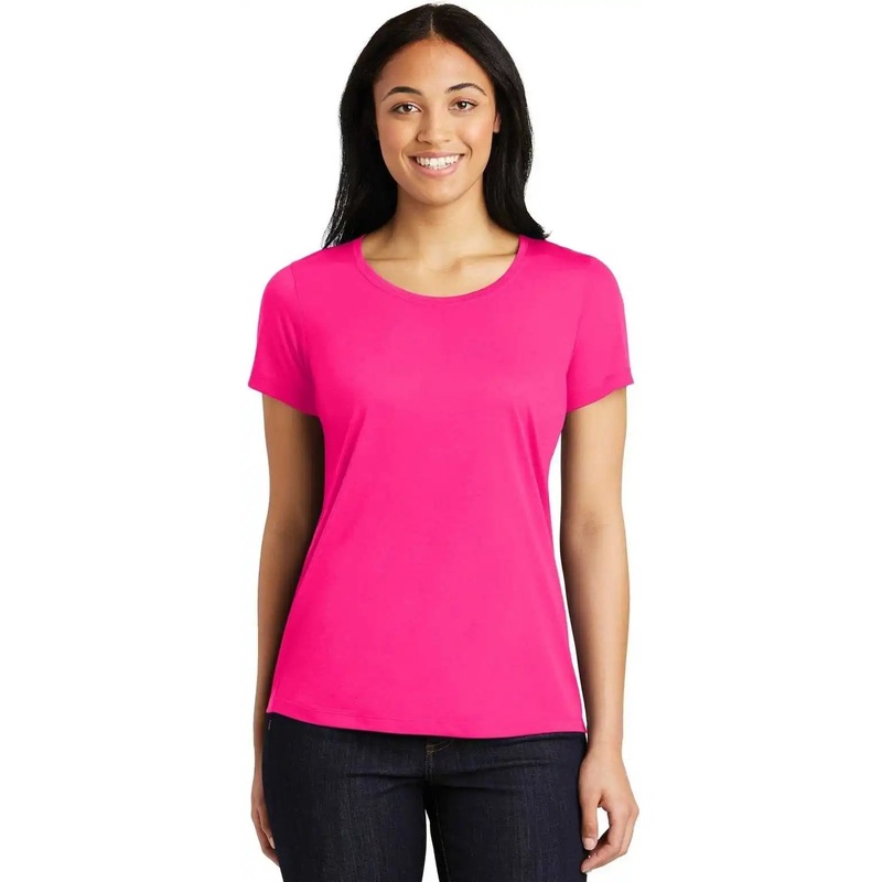 Sport-Tek LST450 Ladies PosiCharge Competitor Cotton Touch Scoop Neck Tee – Neon Pink