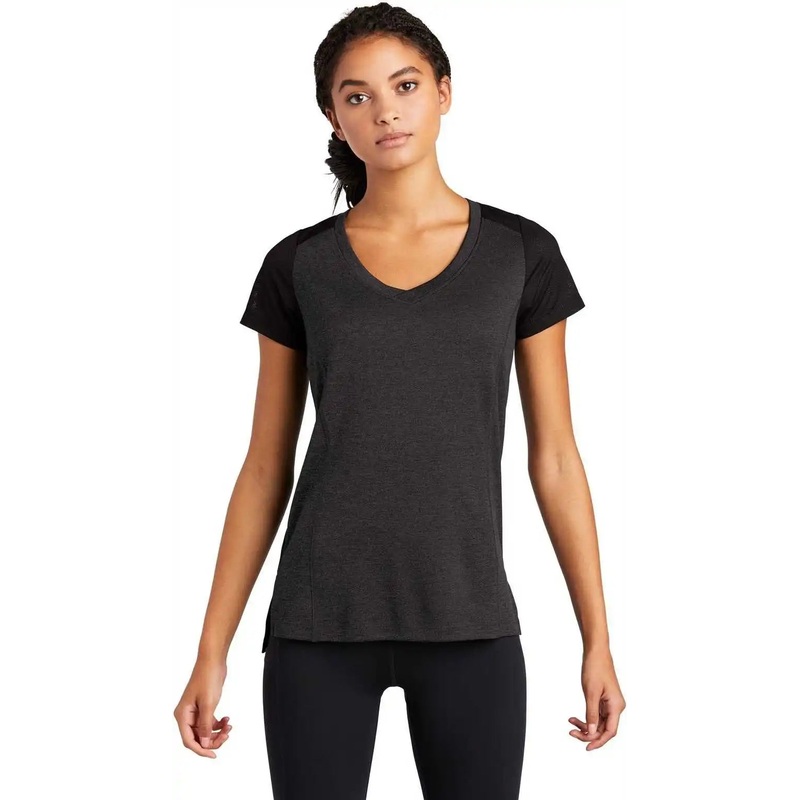 Sport-Tek LST465 Ladies Endeavor Tee – Black Heather Black