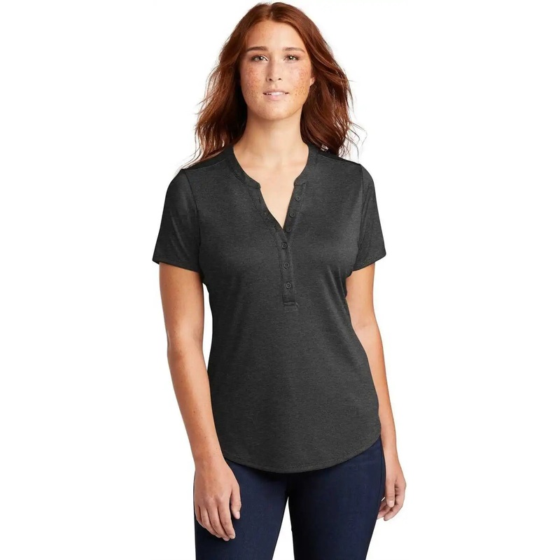 Sport-Tek LST468 Ladies Endeavor Henley – Black Heather