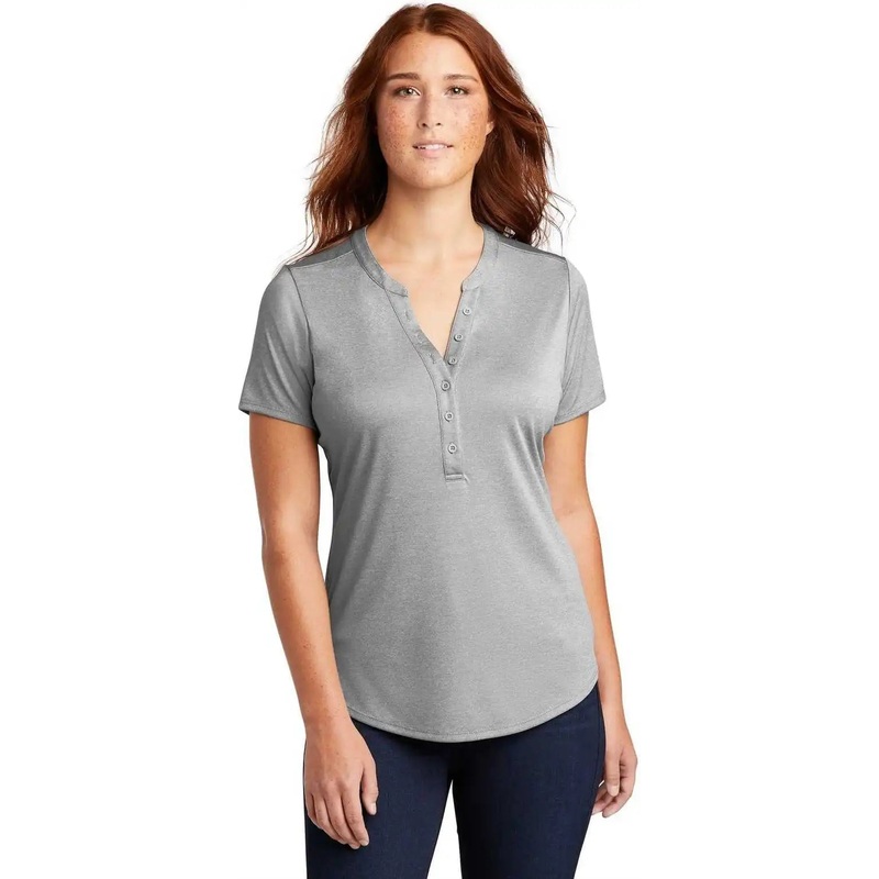 Sport-Tek LST468 Ladies Endeavor Henley – Light Gray Heather
