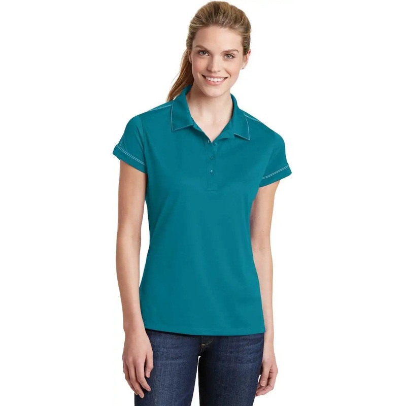 Sport-Tek LST659 Ladies Contrast Stitch Micropique Sport-Wick Polo – Tropic Blue
