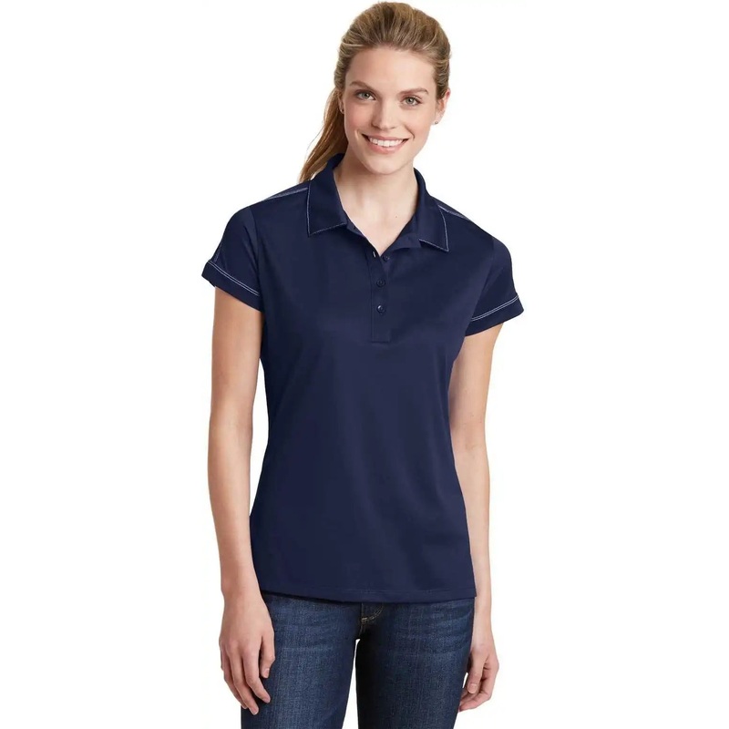 Sport-Tek LST659 Ladies Contrast Stitch Micropique Sport-Wick Polo – True Navy