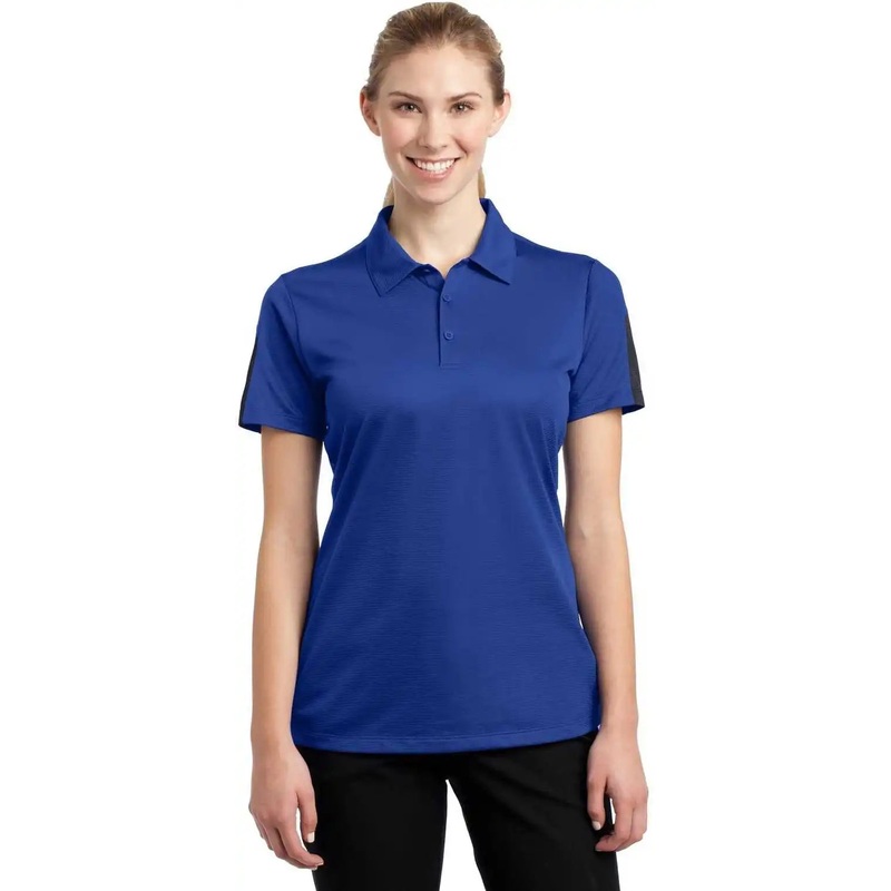 Sport-Tek LST695 Ladies PosiCharge Active Textured Colorblock Polo – True Royal Gray