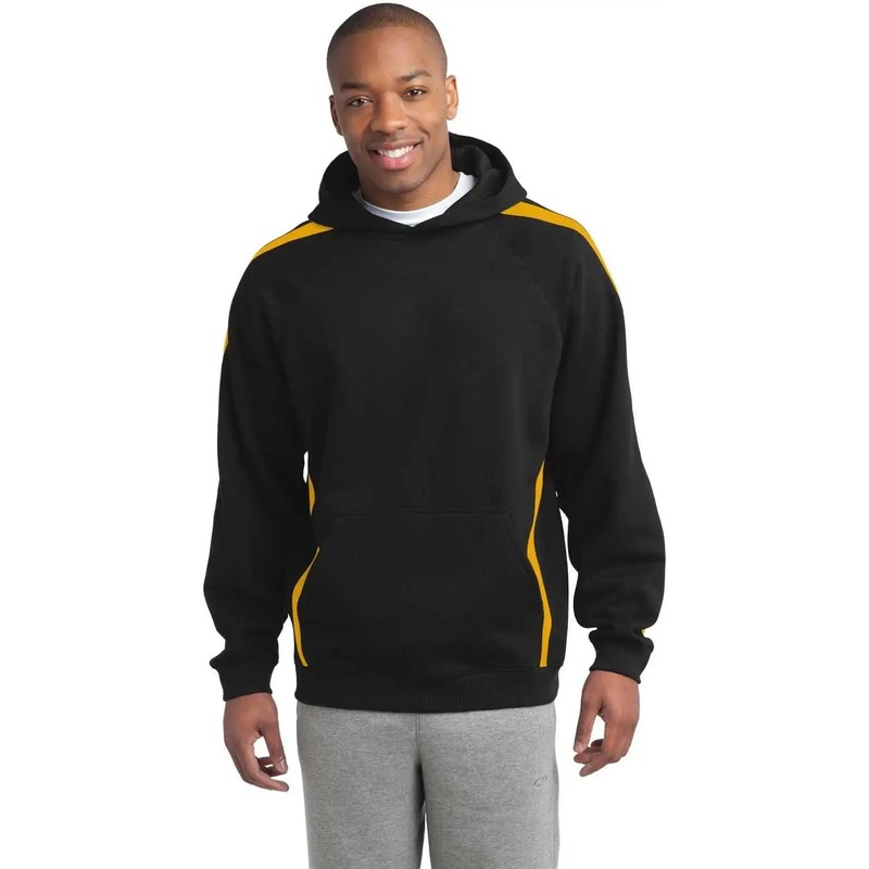 Sport-Tek ST265 Sleeve Stripe Pullover Hooded Sweatshirt – Black Gold