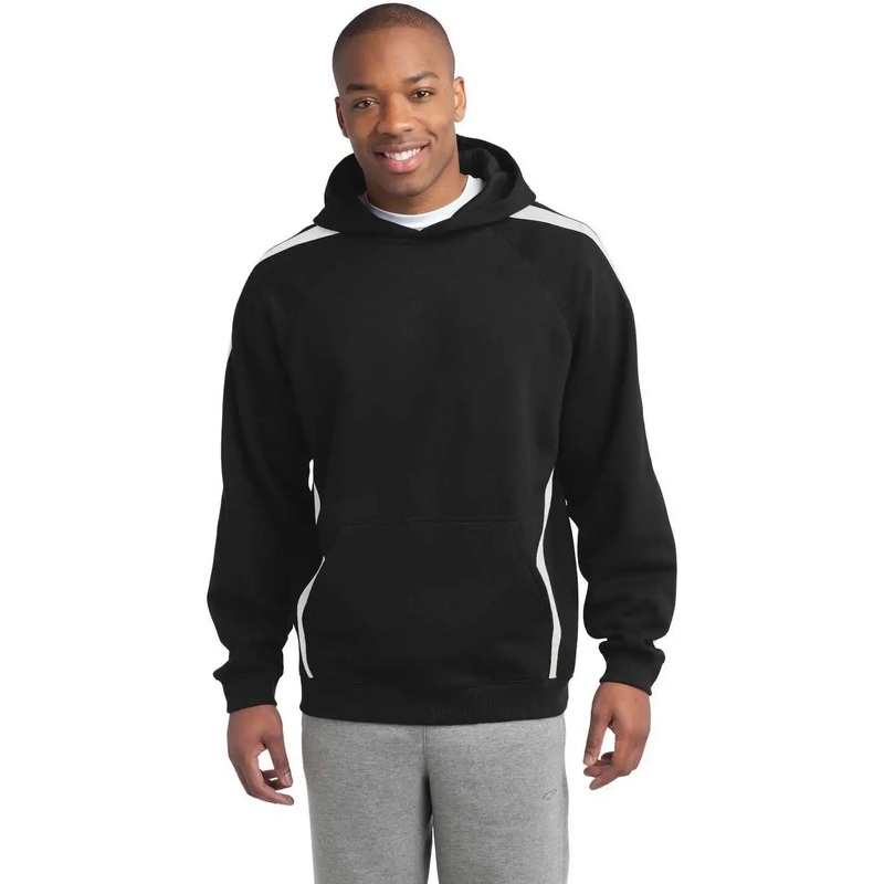 Sport-Tek ST265 Sleeve Stripe Pullover Hooded Sweatshirt – Black White