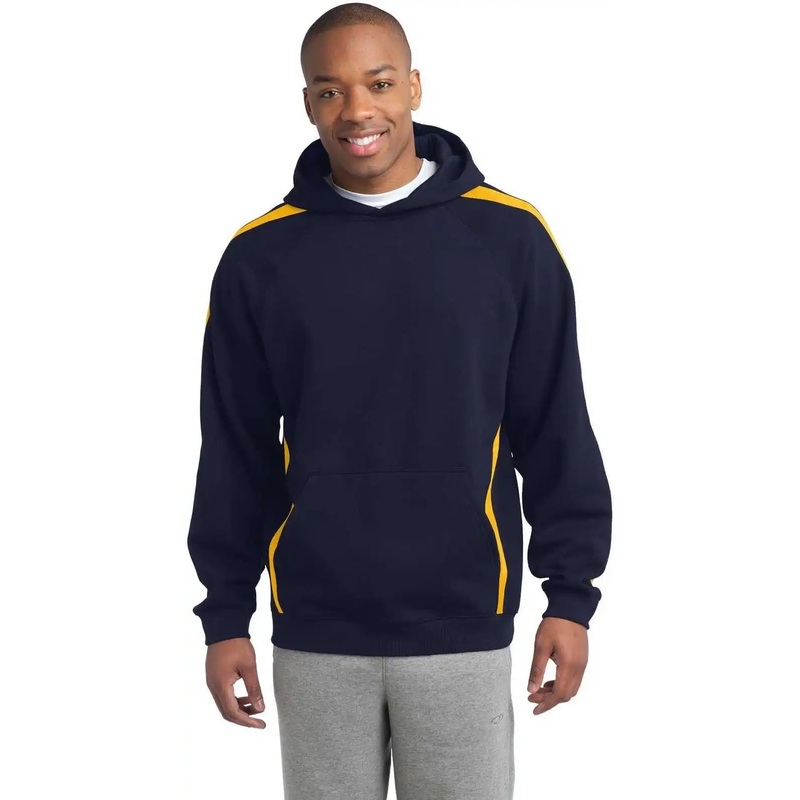 Sport-Tek ST265 Sleeve Stripe Pullover Hooded Sweatshirt – True Navy Gold