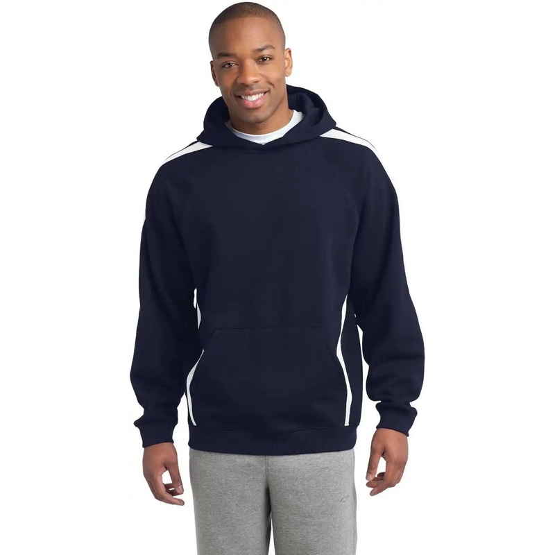 Sport-Tek ST265 Sleeve Stripe Pullover Hooded Sweatshirt – True Navy White