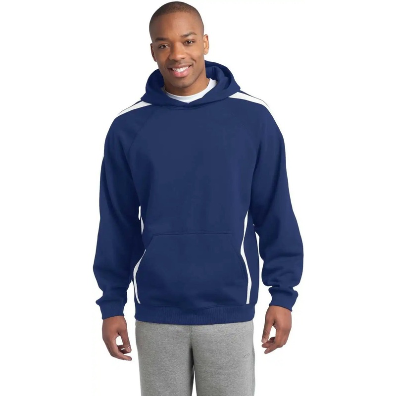 Sport-Tek ST265 Sleeve Stripe Pullover Hooded Sweatshirt – True Royal White