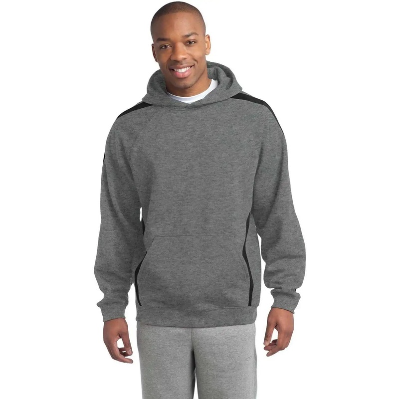 Sport-Tek ST265 Sleeve Stripe Pullover Hooded Sweatshirt – Vintage Heather Black