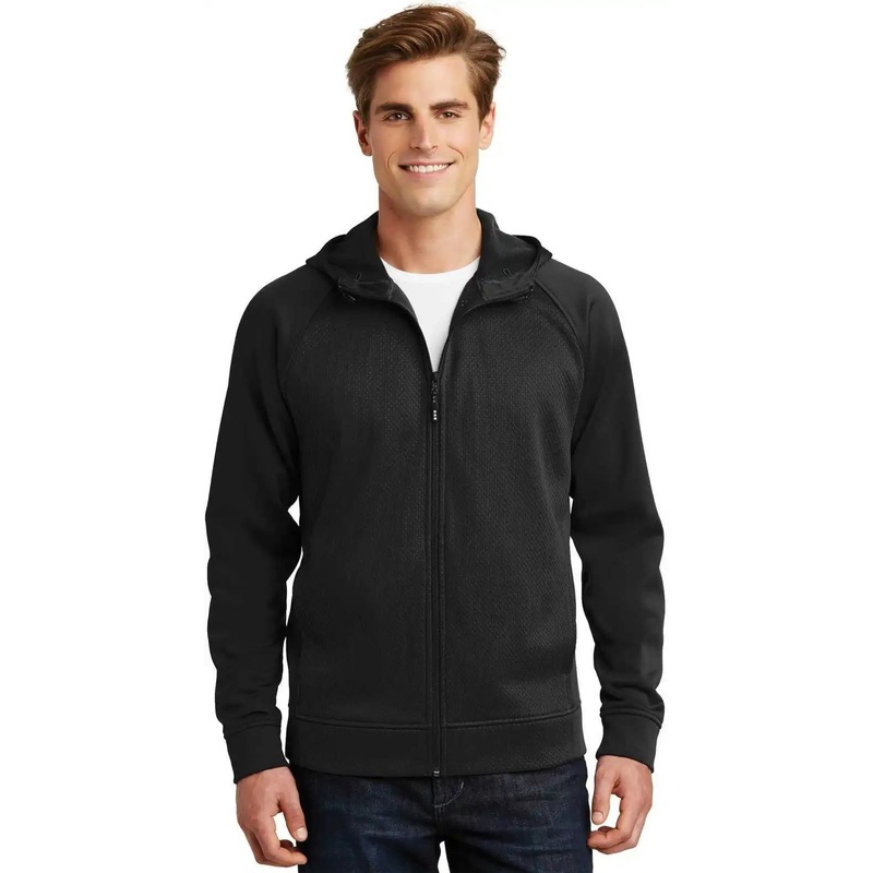 Sport-Tek ST295 Rival Tech Fleece Full-Zip Hooded Jacket – Black