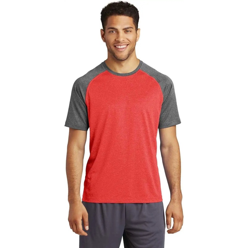 Sport-Tek ST362 Heather-On-Heather Contender Tee – Scarlet Heather Graphite Heather