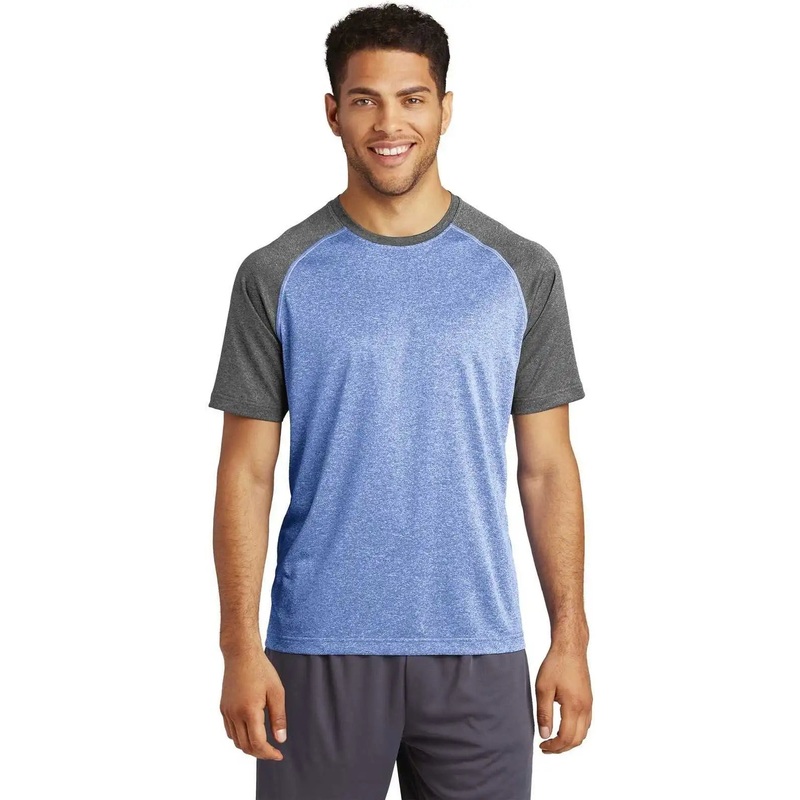 Sport-Tek ST362 Heather-On-Heather Contender Tee – True Royal Heather Graphite Heather